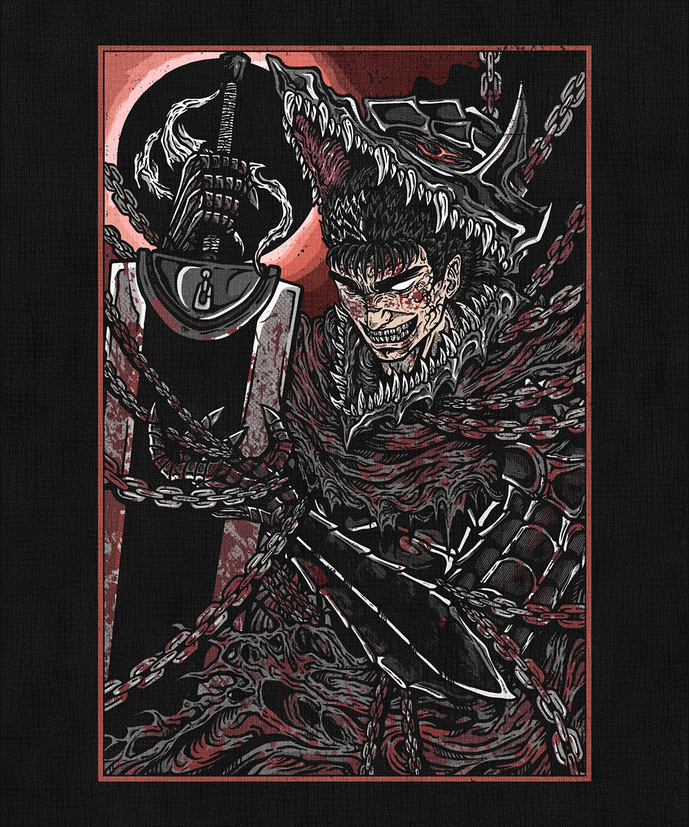 Concept Art of Berserk Guts Rage Grim. Guts’ rage is more than vengeance—it’s survival. In a world ruled by demons and fate, his fury becomes a lifeline. It drives him through endless battles and unimaginable torment. Yet this rage threatens to consume him, especially under the influence of the Berserker Armor, where pain and fury blur the line between man and monster.