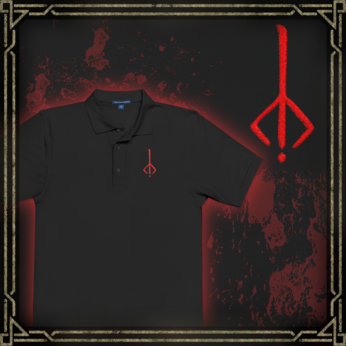 Thumbnail of a Embroidered T-shirt showcasing the iconic Hunter’s Mark from Bloodborne, a mysterious emblem that allows hunters to resurrect without losing their insight. Representing sacrifice and the inescapable loop of the Dream, the mark serves as a haunting reminder of the curse upon Yharnam. This design radiates dark elegance and eldritch symbolism for devoted fans of the Hunt.