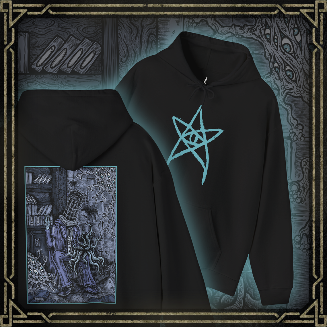 Thumbnail of a Hooded Sweatshirt featuring Micolash, Host of the Nightmare from Bloodborne, the deranged scholar and leader of the School of Mensis. Trapped within the maddening dreamscape of the Nightmare of Mensis, Micolash roams its labyrinthine halls, muttering cryptic ramblings as he seeks communion with the Great Ones. Wearing his iconic cage-like helm, he embodies the twisted pursuit of cosmic knowledge at the cost of sanity. A must-have for fans of Bloodborne’s eldritch lore.