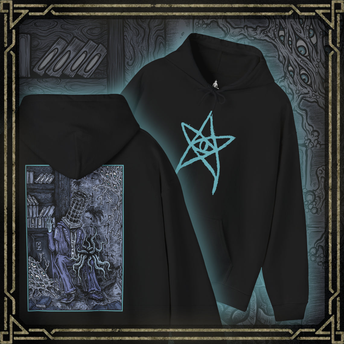 Thumbnail of a Hooded Sweatshirt featuring Micolash, Host of the Nightmare from Bloodborne, the deranged scholar and leader of the School of Mensis. Trapped within the maddening dreamscape of the Nightmare of Mensis, Micolash roams its labyrinthine halls, muttering cryptic ramblings as he seeks communion with the Great Ones. Wearing his iconic cage-like helm, he embodies the twisted pursuit of cosmic knowledge at the cost of sanity. A must-have for fans of Bloodborne’s eldritch lore.