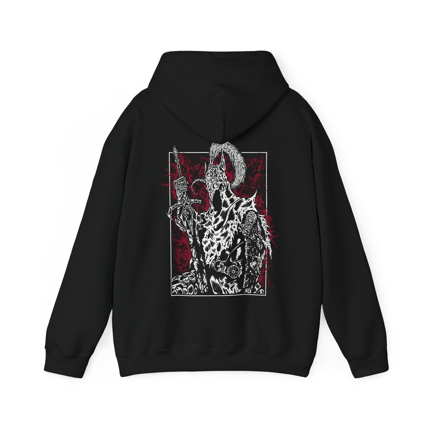 Image 4 of a Hooded Sweatshirt showcasing Artorias the Abysswalker, one of Gwyn’s Four Knights and a tragic figure from Dark Souls. Known for his unmatched skill and loyalty, Artorias descended into the Abyss alone, his soul corrupted in the process. This design highlights his torn cape, broken arm, and fierce stance—embodying the sorrowful nobility of a warrior who fell not in fear, but in sacrifice.