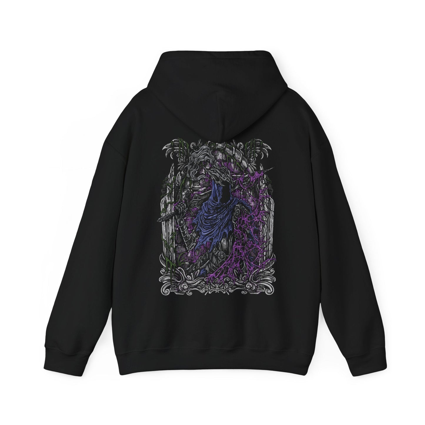 Image 4 of a Hooded Sweatshirt showcasing Artorias the Abysswalker, the legendary knight from Dark Souls who ventured into the Abyss to halt its spread. Twisted by its corruption yet still driven by purpose, Artorias wields his massive greatsword with unmatched ferocity. The design highlights his torn armor and feral energy—an eternal symbol of fallen heroism and a fan-favorite figure of the series’ darkest lore.