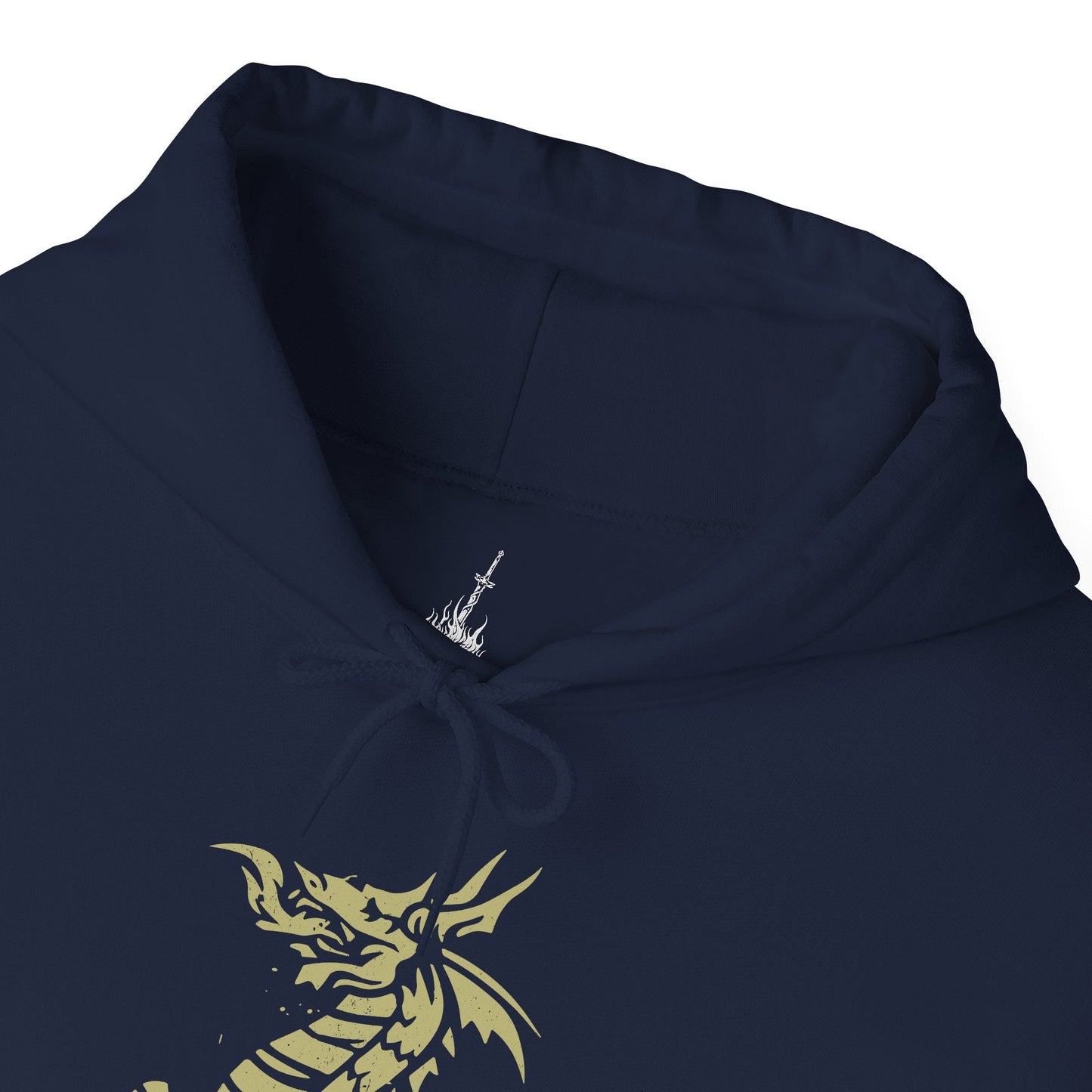 Folded Hooded Sweatshirt featuring an Elite Knight-inspired design from Dark Souls, adorned with intricate armor details that highlight the timeless look of this iconic set. Ideal for fans who appreciate classic armor and the enduring spirit of the undead journey.