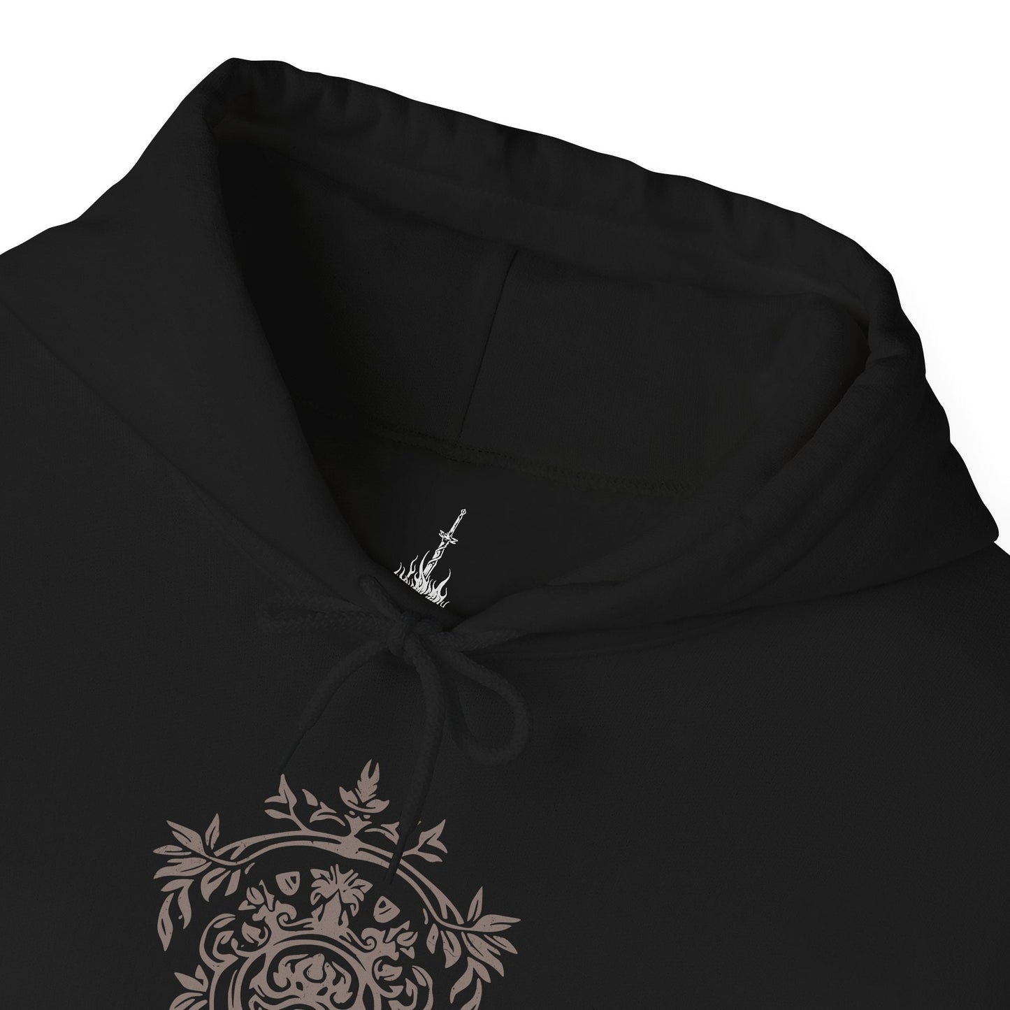 Folded Dark Souls Hooded Sweatshirt featuring the Chosen Undead at Firelink Shrine, the haunting sanctuary where journeys begin and legends end. With its hollowed architecture and ever-burning flame, the shrine stands as both home and reminder of destiny. This design honors the cursed warrior’s role in shaping the Age of Fire and beyond.