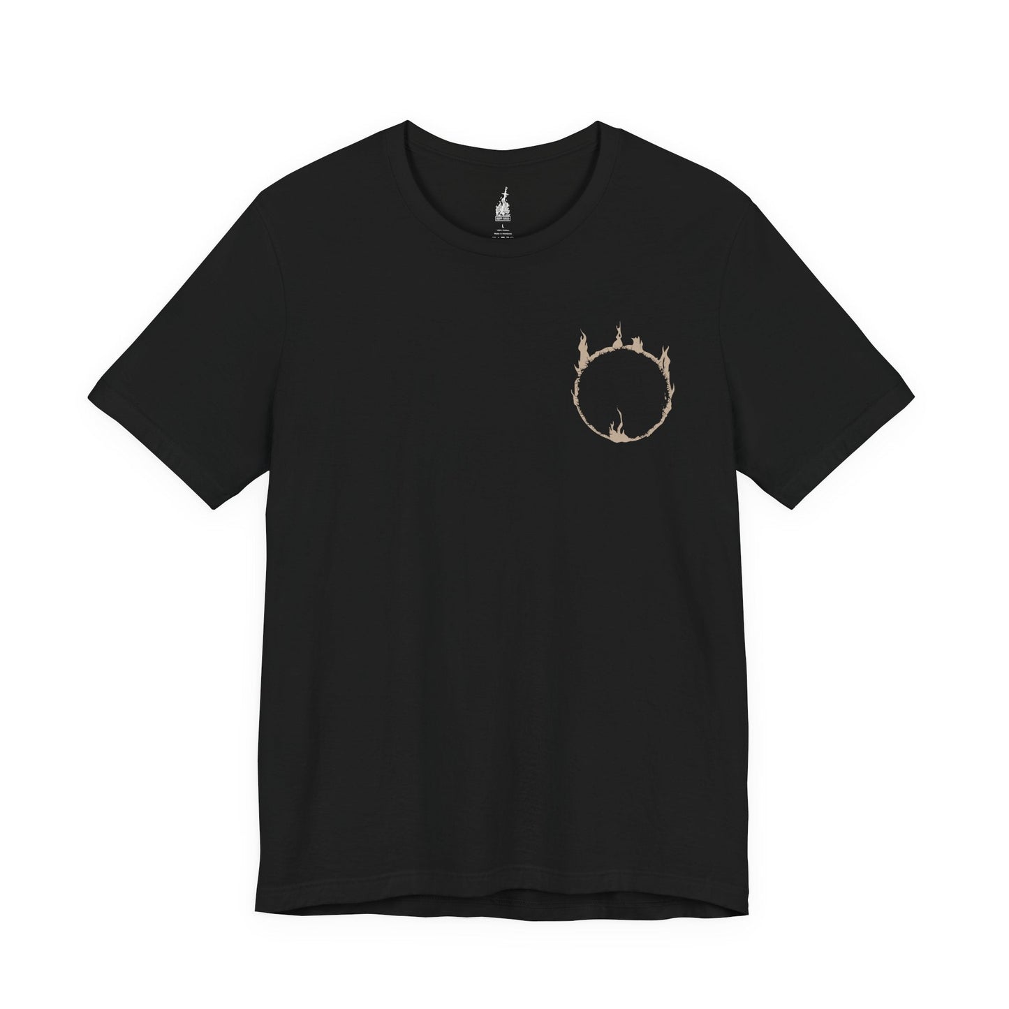 Image 3 of a Black T-shirt featuring Gravelord Nito from Dark Souls, the first of the dead and one of the original Lords who claimed the power of death itself. Cloaked in a mass of bones and shadows, Nito rules the Tomb of the Giants in silence. This design captures his chilling presence and the skeletal dread that seeps from his domain.