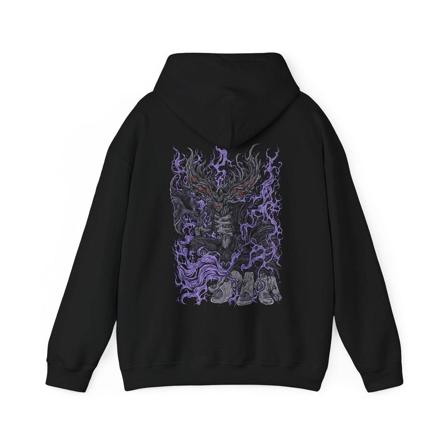 Image 4 of a Hooded Sweatshirt showcasing Manus, the Father of the Abyss, a corrupted being born of humanity gone mad in Dark Souls. His monstrous arm and voidlike presence symbolize the destructive hunger of unbound emotion. This artwork channels the sorrow and fury that drove him to consume the kingdom of Oolacile in darkness.