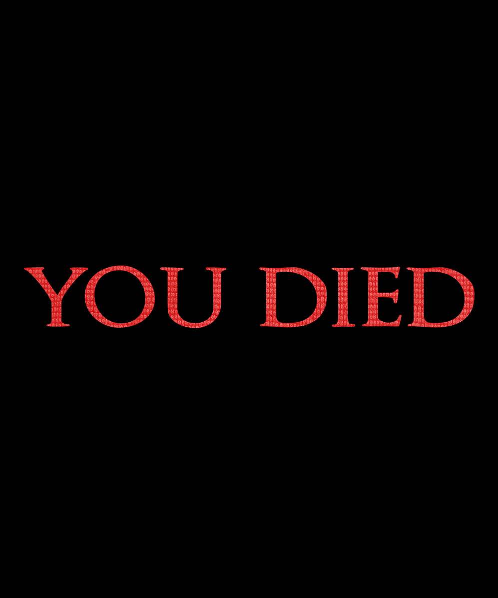 Design of Dark Souls You Died Meme Embroidered. The “You Died” screen in Dark Souls has become an iconic meme, symbolizing the game’s brutal difficulty and unforgiving design. It appears after every player death, reinforcing the series’ theme of perseverance through failure.