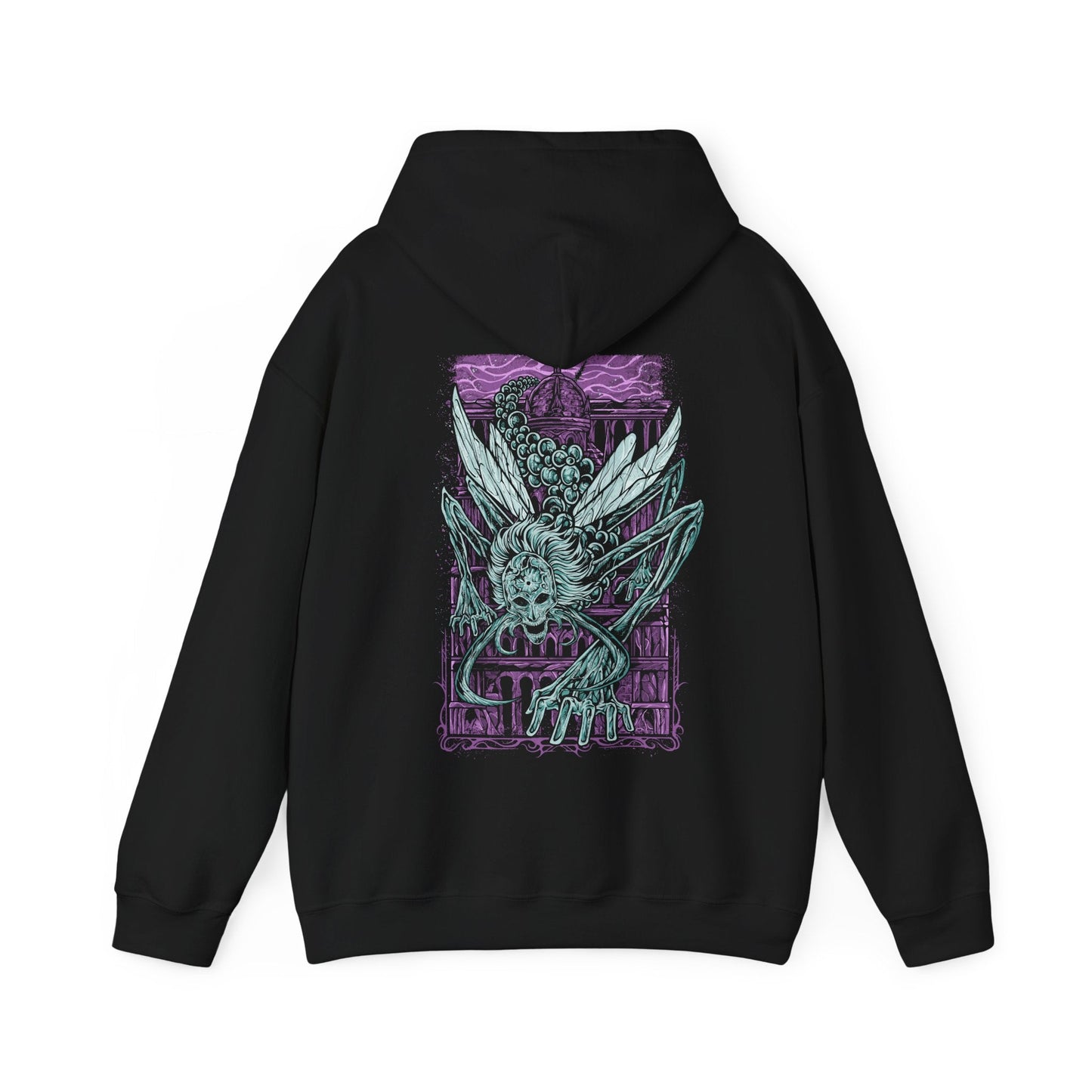 Image 4 of a Hooded Sweatshirt featuring Astel, Naturalborn of the Void from Elden Ring, a cosmic horror that descended from the stars to wreak devastation upon the Lands Between. With a skeletal, insectoid body and a celestial head swirling with galaxies, Astel embodies the unknowable terror of the void itself. A remnant of an ancient, star-born catastrophe, it wields devastating gravity and magic attacks, annihilating all in its path. A must-have for fans of Elden Ring’s deep cosmic lore.
