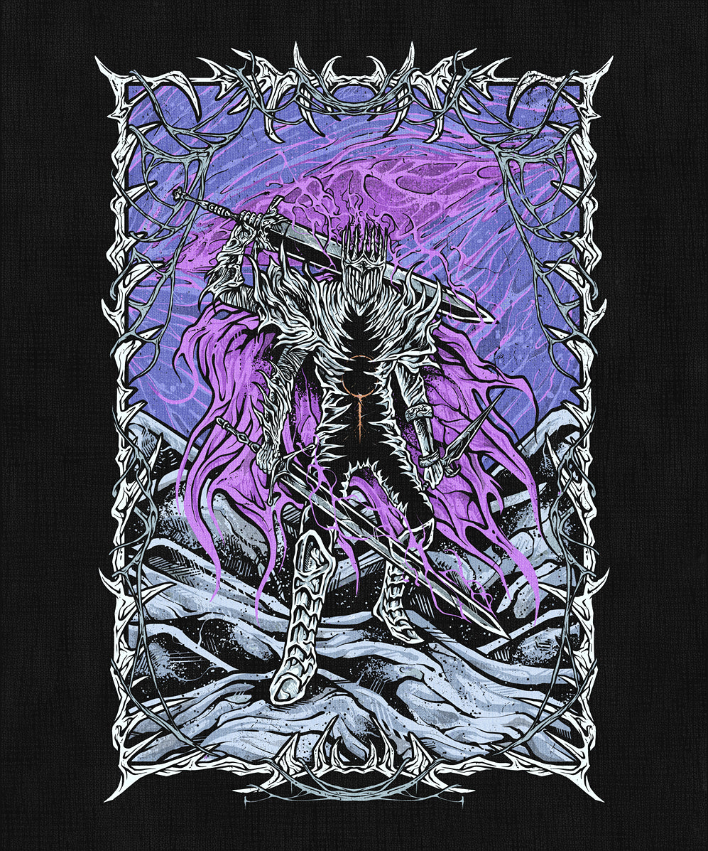Concept Art of Elden Ring Heolstor the Nightlord. From the carnage of a ruined kingdom, Heolstor the Nightlord rose alone, vowing vengeance upon the world. Now ruler of Limveld after the Shattering, he wields the power of the Night’s Tide, calling forth horrors beyond mortal comprehension. His shadowy realm, sealed within a petrified tree, awaits those who dare oppose him.