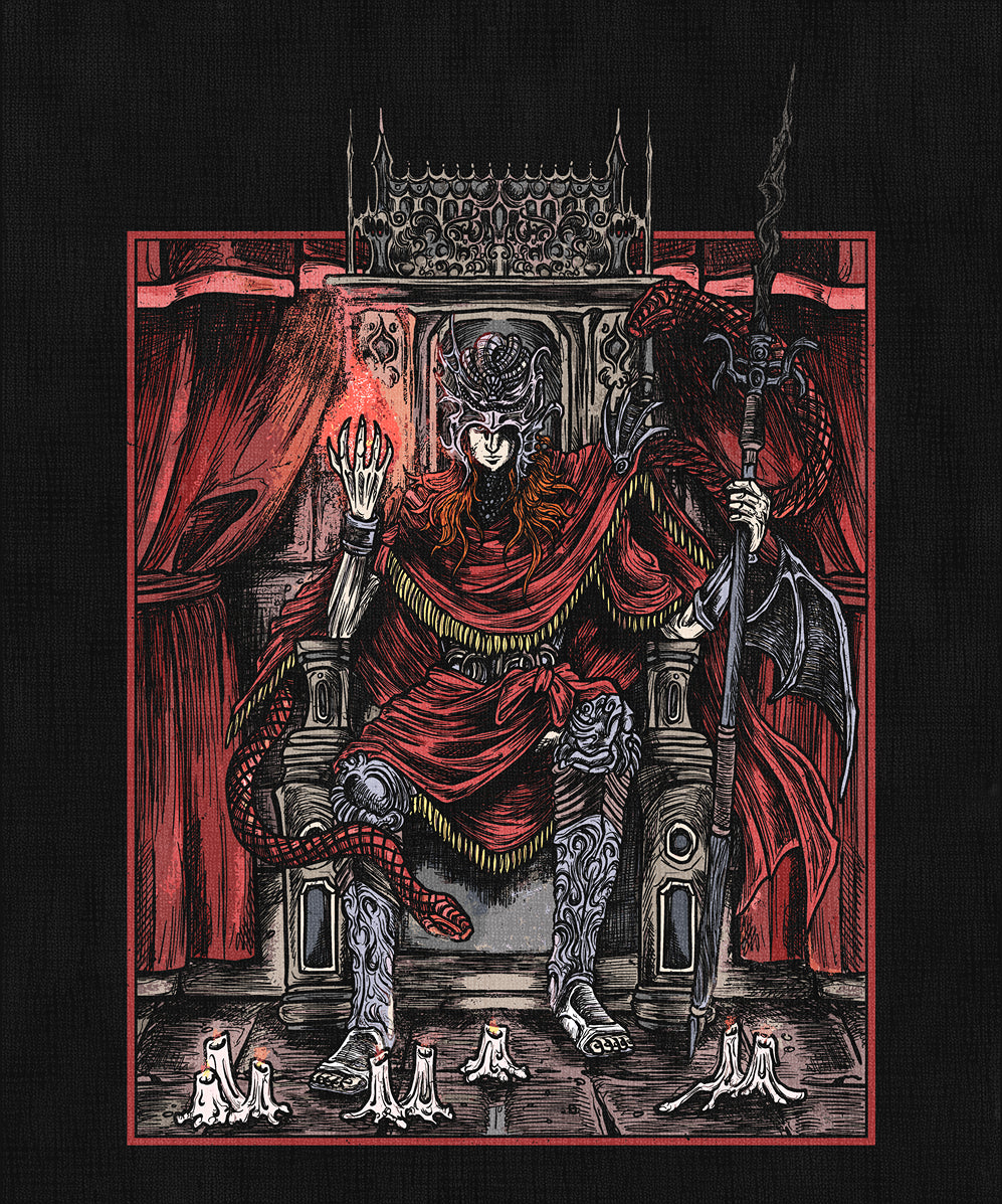 Concept Art of Elden Ring Messmer the Impaler Throne Grim. Messmer the Impaler stands as a terrifying Demigod boss in Shadow of the Erdtree. As the merciless general of a holy war, he leads the charge against the Hornsent, burning the Tower Settlement and slaying their sacred Divine Beasts. His identity, long concealed in shadow, is eventually revealed—Messmer is the forsaken son of Queen Marika, hidden away in exile within the Land of Shadow.