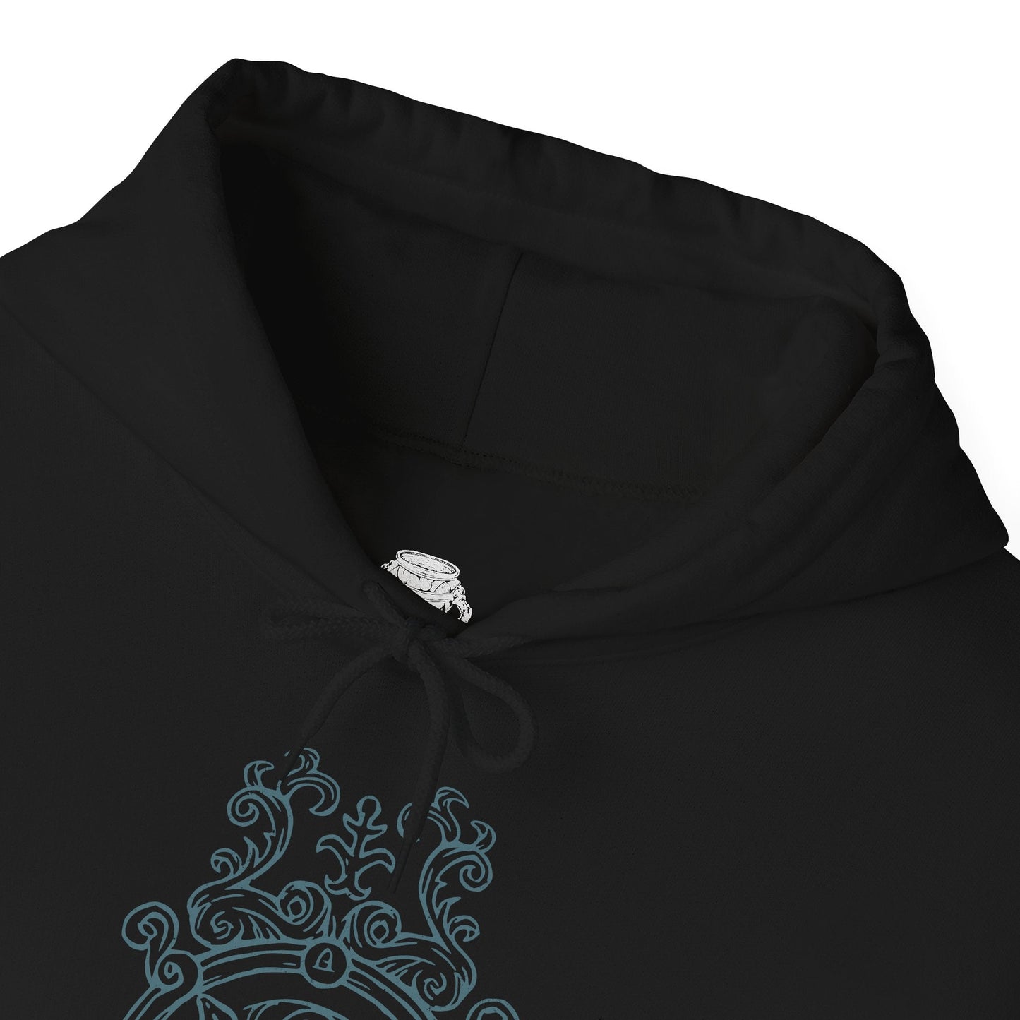 Folded Hooded Sweatshirt showcasing Ranni the Witch from Elden Ring, the enigmatic sorceress who severed her Great Rune and turned her back on the Golden Order. Known for her spectral four-armed doll form and piercing cold gaze, Ranni commands a fate written in moonlight. Her journey intertwines deeply with death, betrayal, and the Age of Stars ending, making her one of the most beloved and pivotal characters in the Lands Between.