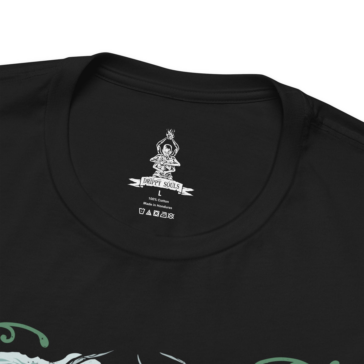 Folded T-shirt design of the Headless from Sekiro: Shadows Die Twice, standing deep within a shadowed forest as mist coils around its decapitated body. Its massive blade drips with spectral energy while purple Terror aura radiates outward, warping the trees and air around it. The design captures the oppressive dread of hidden mini-boss encounters and the supernatural horror haunting Ashina’s forgotten woods.