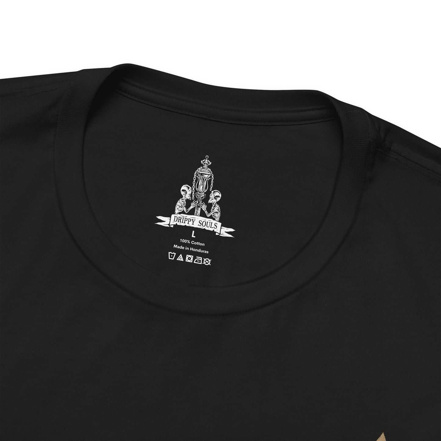 Folded T-shirt artwork depicting Lady Maria mid-duel, twin blades flashing as blood magic erupts from her wounds and coats the floor in scarlet light. Clockwork gears and broken glass frame the scene, symbolizing time frozen around her penance. This design reflects her attempt to forget the atrocities of the past and the violent resolve that surfaces when intruders reach the tower.