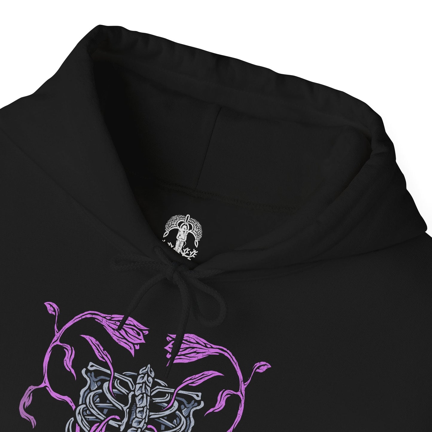 Folded Hooded Sweatshirt of the Putrescent Knight charging through a sea of ghostly mist, its malformed body reflecting centuries of rot and devotion. Bound to St. Trina’s dream-afflicted realm, the knight serves as both protector and executioner, ensuring no intruder awakens what should remain asleep. This design highlights themes of decay, loyalty, and the terrifying serenity of endless slumber.