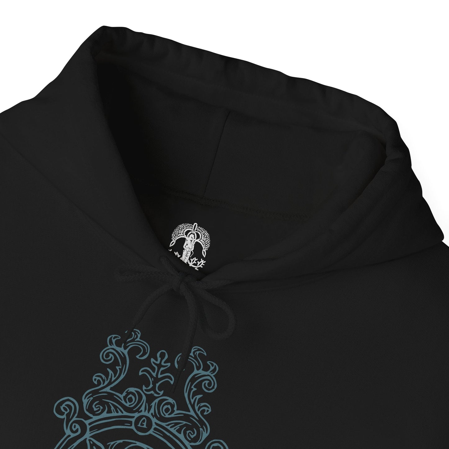 Folded Hooded Sweatshirt showcasing Ranni the Witch from Elden Ring, the enigmatic sorceress who severed her Great Rune and turned her back on the Golden Order. Known for her spectral four-armed doll form and piercing cold gaze, Ranni commands a fate written in moonlight. Her journey intertwines deeply with death, betrayal, and the Age of Stars ending, making her one of the most beloved and pivotal characters in the Lands Between.