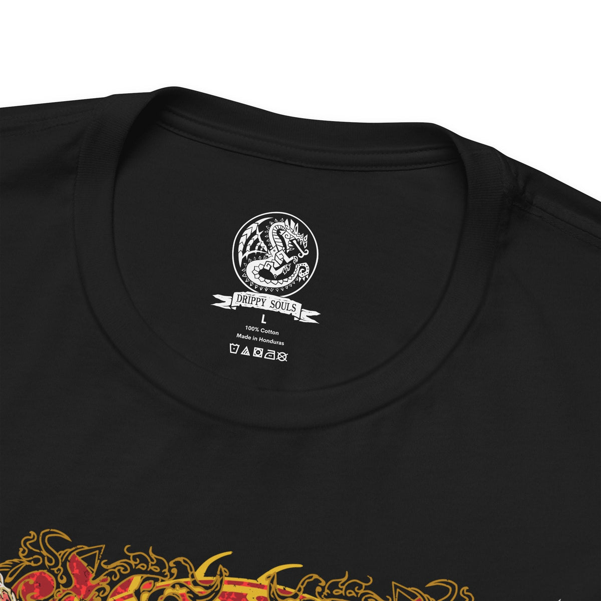 Folded T-shirt design featuring Shara Ishvalda, the mysterious Old Everwyrm Elder Dragon from Monster Hunter World Iceborne. The artwork highlights the creature’s imposing rocky armor, eerie wing-like appendages, and monstrous silhouette, capturing its ability to manipulate vibrations and devastate the surrounding landscape. A dark fantasy Monster Hunter graphic for fans of powerful Elder Dragons and the Iceborne expansion.
