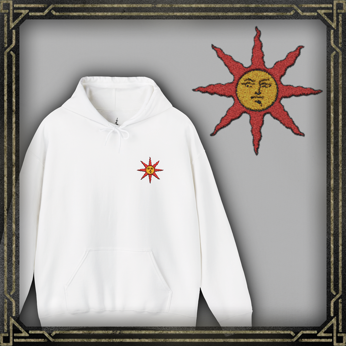 Dark Souls Warrior of Sunlight Embroidered White Hooded Sweatshirt