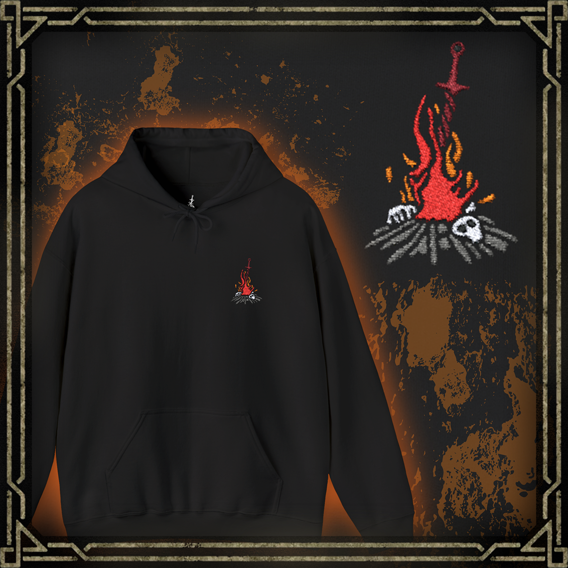 Dark Souls Bonfire Embroidered Hooded Sweatshirt