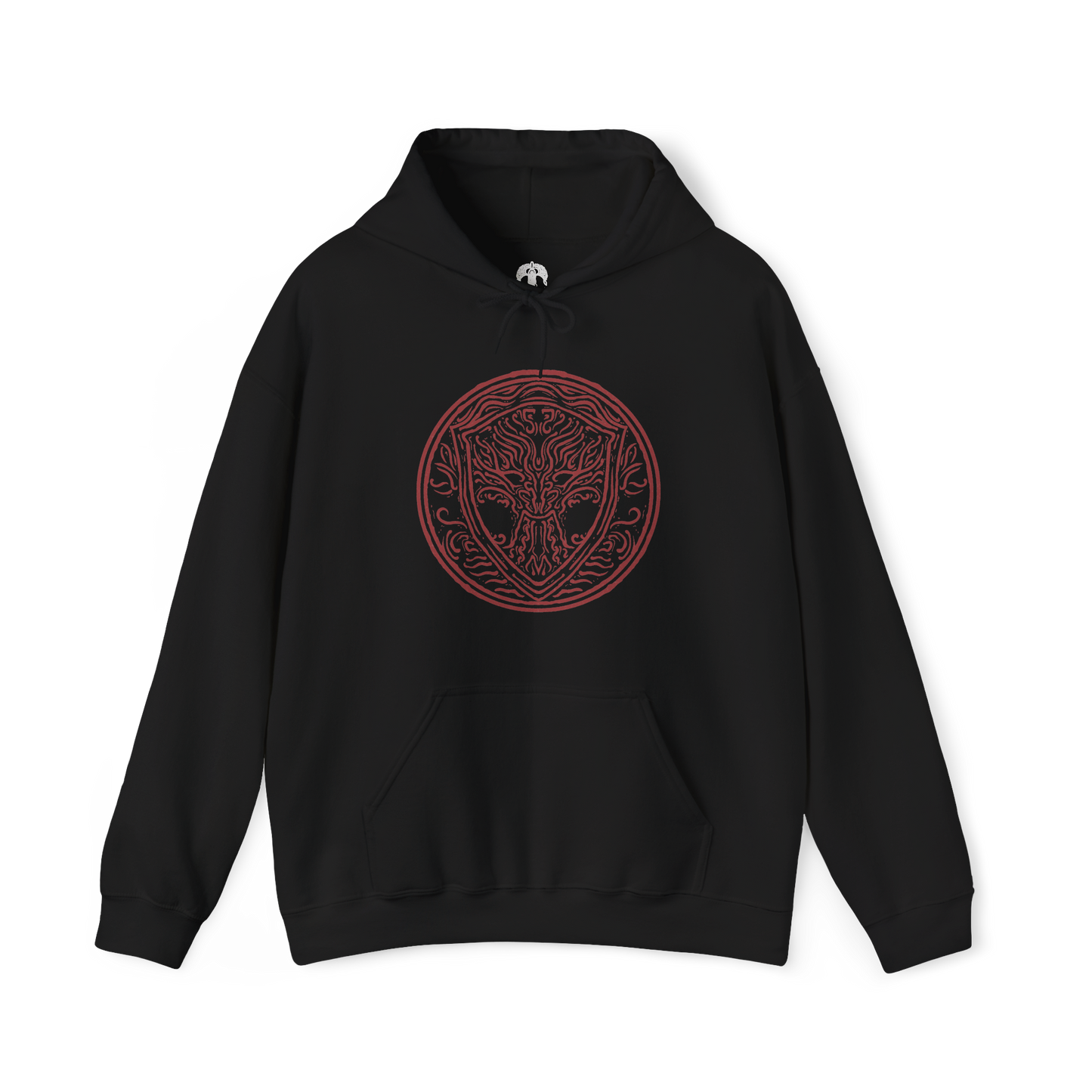 Image 4 of a Hooded Sweatshirt of Iron Fist Alexander standing proudly in Jarburg beneath a warm golden sky, his massive jar body covered in battle-worn cracks while flowers and greenery surround his feet. The peaceful village contrasts with his legendary warrior ambitions, capturing the humor, heart, and bravery of one of Elden Ring's most beloved characters. The composition celebrates adventure, friendship, and the warrior's unshakable resolve.