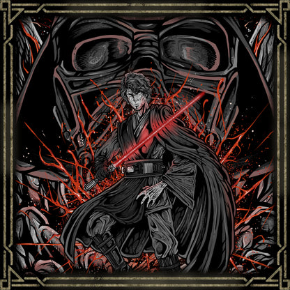 Wallpaper of Anakin Skywalker. The story of Anakin Skywalker becoming Darth Vader defines the heart of Star Wars. Consumed by fear of losing those he loved, Anakin embraced the Dark Side, gaining immense power at the cost of his humanity. Encased in black armor, Vader became a symbol of fear across the galaxy.