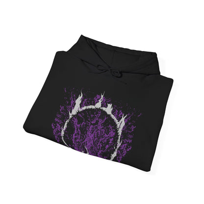 Image 6 of a Hooded Sweatshirt of Artorias of the Abyss standing alone within a void of blackened mist, his greatsword raised despite his shattered arm. Abyssal tendrils twist around his armor as the corruption overtakes him, capturing the sorrow, heroism, and eternal struggle of a knight who fell so others might live.