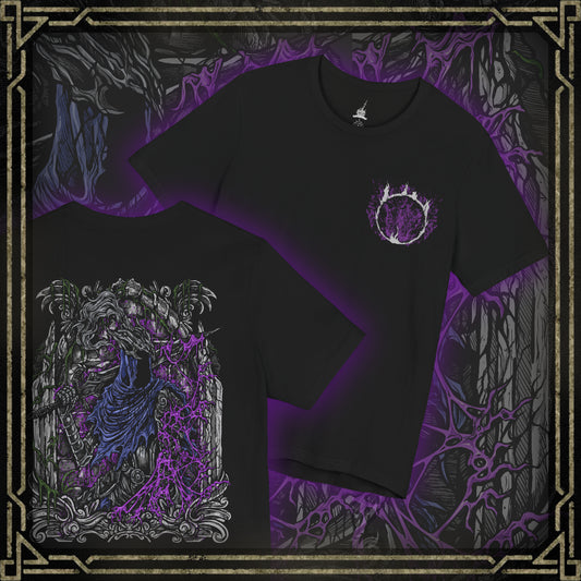 Thumbnail of a T-shirt featuring Artorias the Abysswalker from Dark Souls, the legendary knight who dared to face the Abyss alone. Corrupted by darkness but unbroken in will, Artorias fights with a shattered arm and a soul torn by sacrifice. This design captures his tragic valor and iconic silhouette, sword poised amidst the shadows.