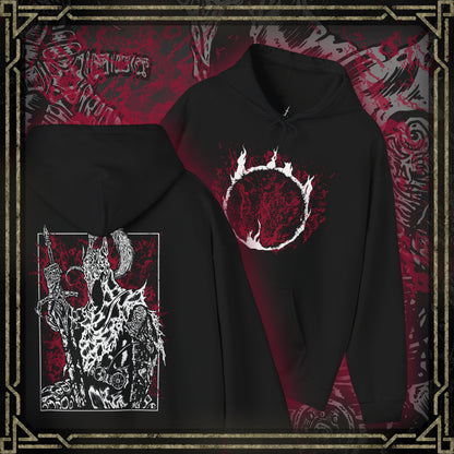 Thumbnail of a Hooded Sweatshirt showcasing Artorias the Abysswalker, one of Gwyn’s Four Knights and a tragic figure from Dark Souls. Known for his unmatched skill and loyalty, Artorias descended into the Abyss alone, his soul corrupted in the process. This design highlights his torn cape, broken arm, and fierce stance—embodying the sorrowful nobility of a warrior who fell not in fear, but in sacrifice.