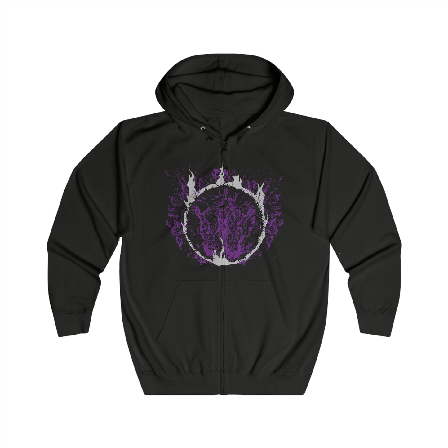 Image 4 of a Zip-up Hooded Sweatshirt featuring the corrupted form of Artorias the Abysswalker from Dark Souls, fully consumed by the darkness he sought to destroy. Twisted by the Abyss, his once-noble stance is now feral and unhinged, fighting with a broken arm and relentless fury. This design captures the tragic downfall of a hero who gave everything to shield Oolacile, even as the darkness devoured his soul.