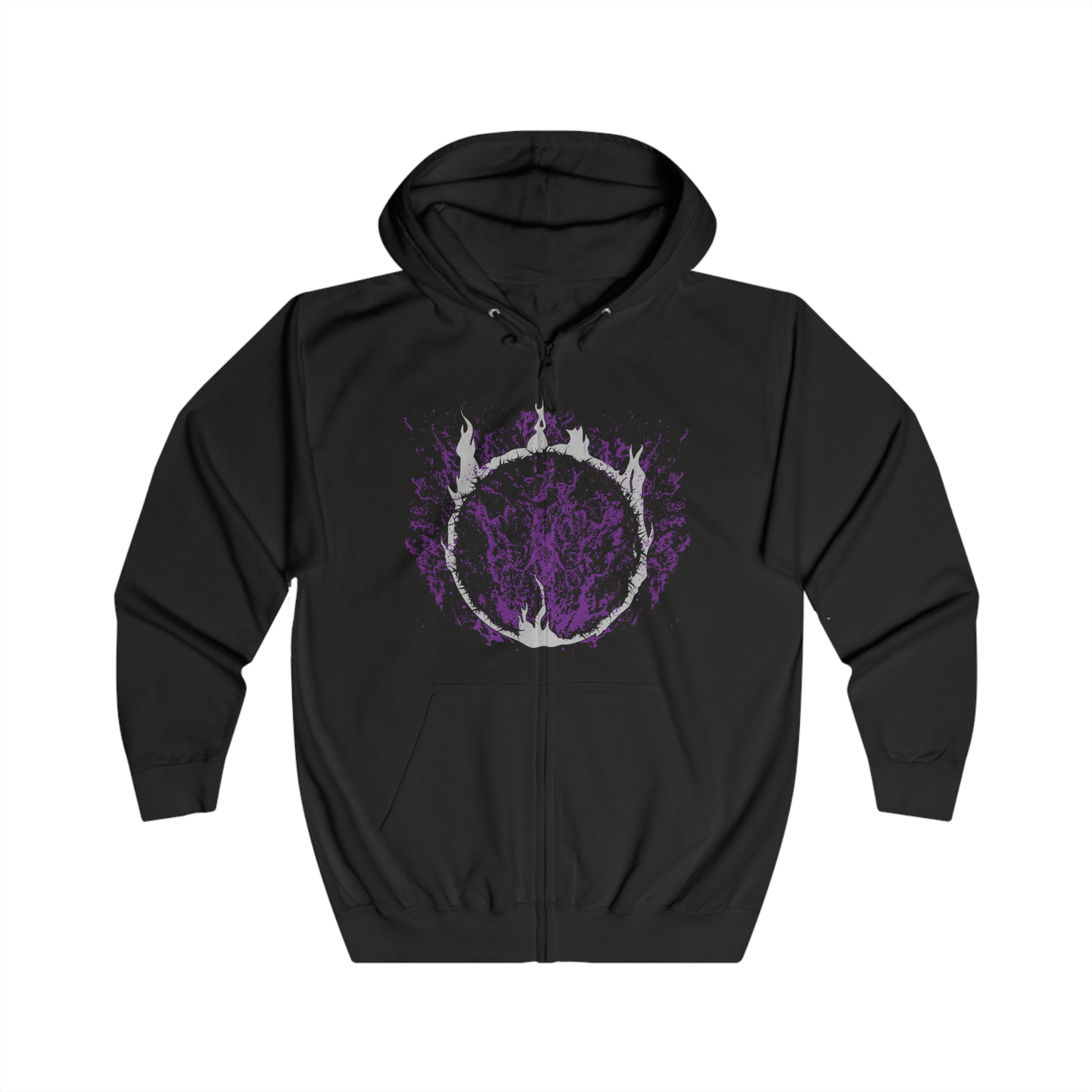 Image 4 of a Zip-up Hooded Sweatshirt featuring the corrupted form of Artorias the Abysswalker from Dark Souls, fully consumed by the darkness he sought to destroy. Twisted by the Abyss, his once-noble stance is now feral and unhinged, fighting with a broken arm and relentless fury. This design captures the tragic downfall of a hero who gave everything to shield Oolacile, even as the darkness devoured his soul.