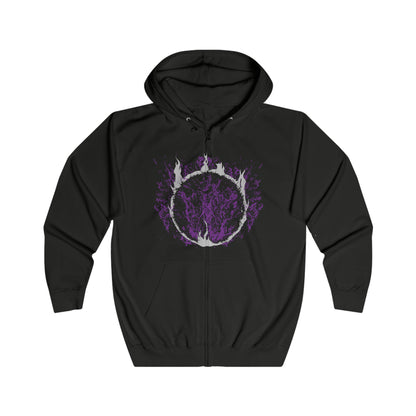 Image 4 of a Zip-up Hooded Sweatshirt featuring the corrupted form of Artorias the Abysswalker from Dark Souls, fully consumed by the darkness he sought to destroy. Twisted by the Abyss, his once-noble stance is now feral and unhinged, fighting with a broken arm and relentless fury. This design captures the tragic downfall of a hero who gave everything to shield Oolacile, even as the darkness devoured his soul.