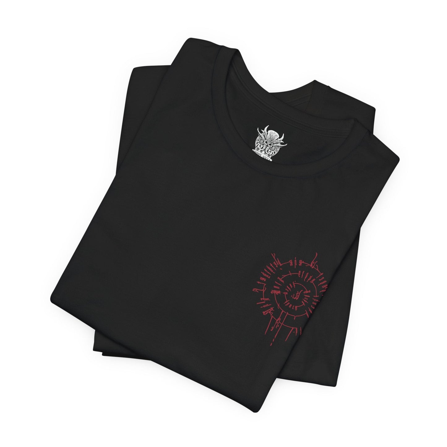 Image 6 of a T-shirt artwork depicting Ascended Astarion decapitating Cazador within the ritual chamber, blood-red runes and infernal energy spiraling through the air. As Cazador’s reign ends, Astarion embraces his ascended form, symbolizing vengeance, freedom, and the moral cost of ultimate power within Baldur’s Gate 3’s darkest narrative path.