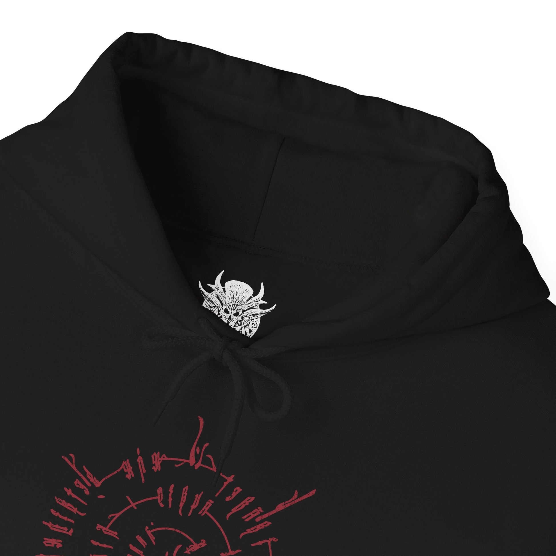 Folded Hooded Sweatshirt illustration of Ascended Astarion standing over the fallen Cazador after the execution, his blade dripping with the final act of defiance. Surrounded by shattered ritual sigils and vampiric energy, the scene reflects the climax of centuries of abuse, where Astarion claims dominion through blood, sacrifice, and irreversible transformation.