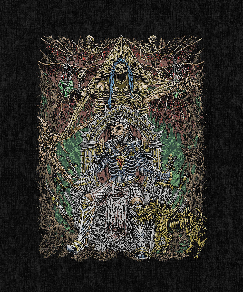 Concept Art of Baldurs Gate 3 Ketheric Thorm and Myrkul. Driven by loss, Ketheric Thorm surrendered to Myrkul, trading humanity for necromantic might. His immortality fuels the cult’s rise and the spread of the Shadow-Curse, enslaving souls to the god of death. Ketheric’s story is the tragedy of a man broken by fate, reshaped into a monster who believes salvation lies in eternal darkness.