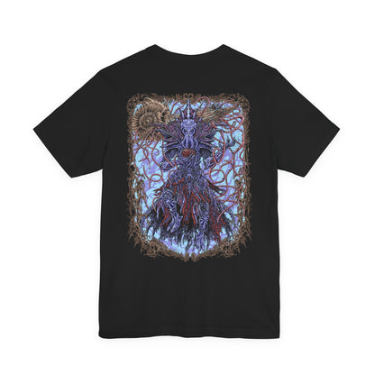 Image 5 of a Baldurs Gate 3 T-shirt showcasing The Emperor, the powerful Mind Flayer who claims to protect the player while concealing dangerous secrets. Surrounded by psychic energy and arcane symbols, he represents the thin line between trust and corruption. This artwork highlights his alien form, cold intellect, and the haunting influence of illithid evolution.