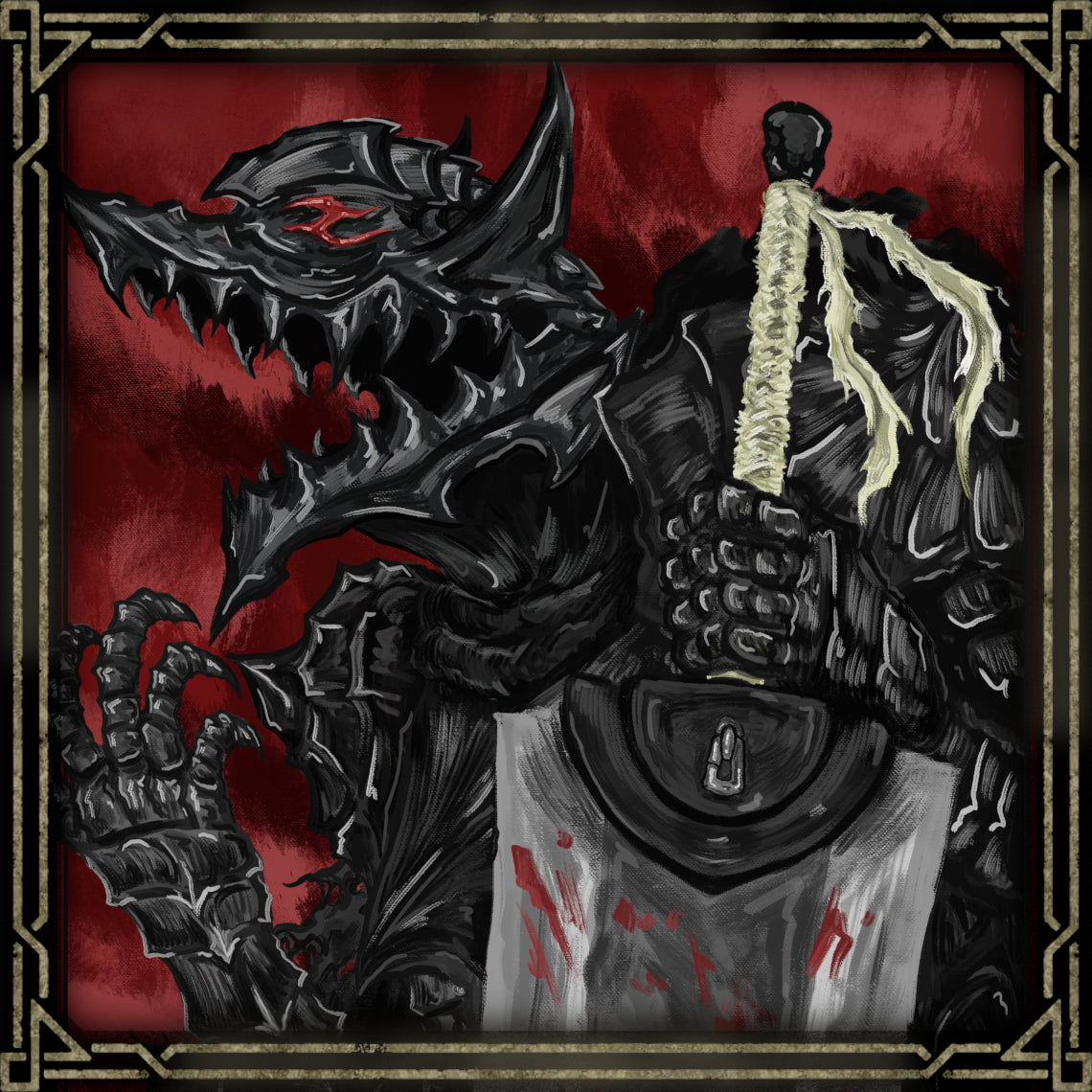 Concept Art of Beast of Darkness. The Beast of Darkness is Guts’ monstrous shadow—an embodiment of the violent, uncontrollable fury that festers inside him. Amplified by the Berserker Armor, the Beast seeks to strip Guts of love and reason, leaving only carnage. Its presence is a chilling reminder that even the strongest warriors can be devoured from within.