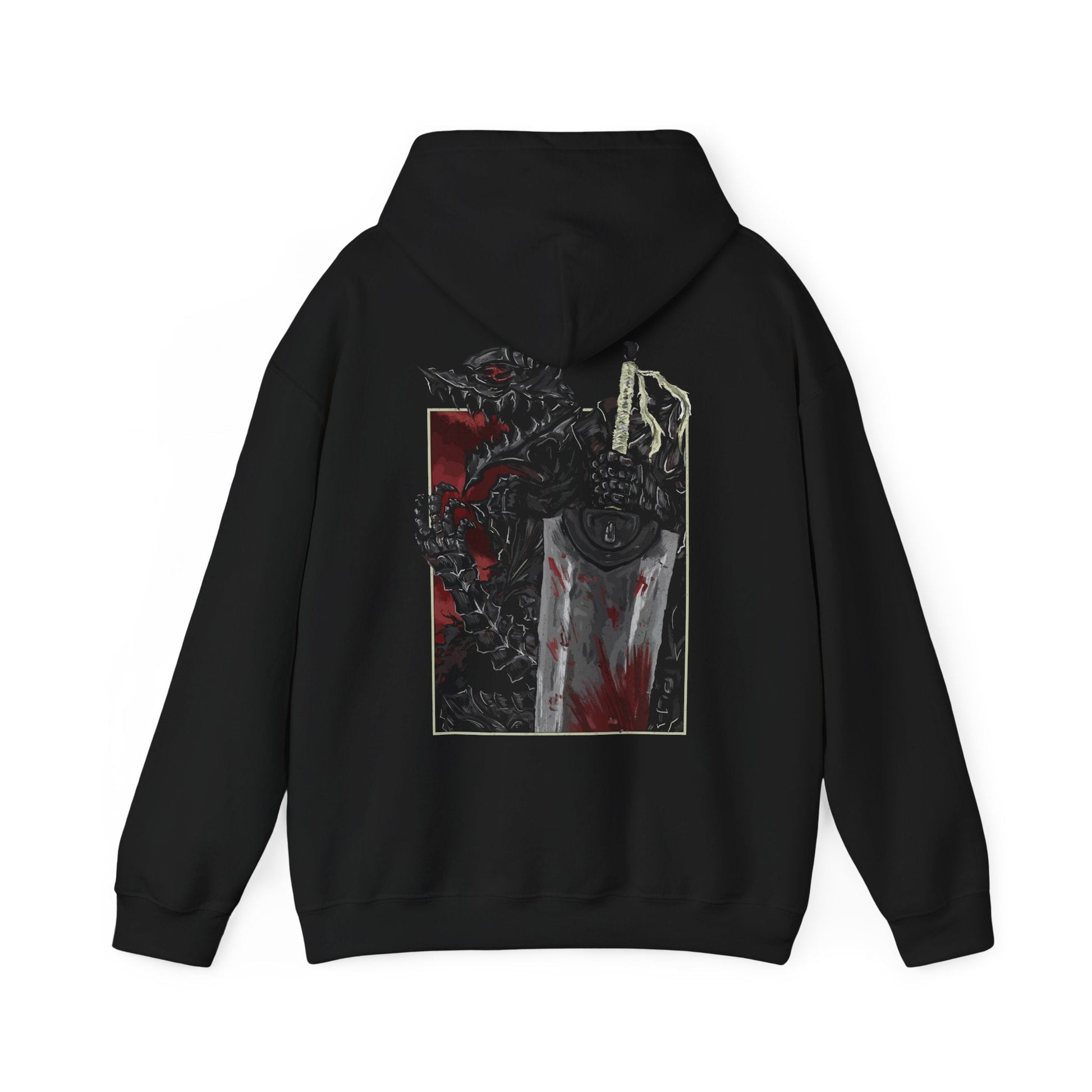 Image 5 of a Hooded Sweatshirt showcasing the Beast of Darkness from Berserk, the monstrous force rooted deep in Guts’ soul. Erupting from within when he dons the Berserker Armor, this feral creature fuels his thirst for vengeance and threatens to consume his sanity. Cloaked in darkness and driven by pain, the Beast stands as a terrifying symbol of trauma, rage, and the inner demons Guts constantly battles on his brutal journey.