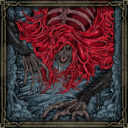 Concept Art of Blood-Starved Beast. In Bloodborne, the Blood-Starved Beast lurks beneath the city, its frail body twitching with cursed hunger. A symbol of blood addiction, it exudes plague and poison, attacking with erratic, rabid ferocity. This encounter warns players of the vile cost of communion with the Great Ones’ sacred blood.