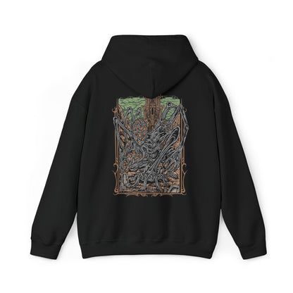 Image 5 of a Hooded Sweatshirt featuring Amygdala from Bloodborne, the immense cosmic being who looms over the world beyond human understanding. A creature of both terror and divinity, Amygdala’s presence warps reality itself. This design captures its unsettling majesty, symbolizing the themes of cosmic insignificance and forbidden knowledge.