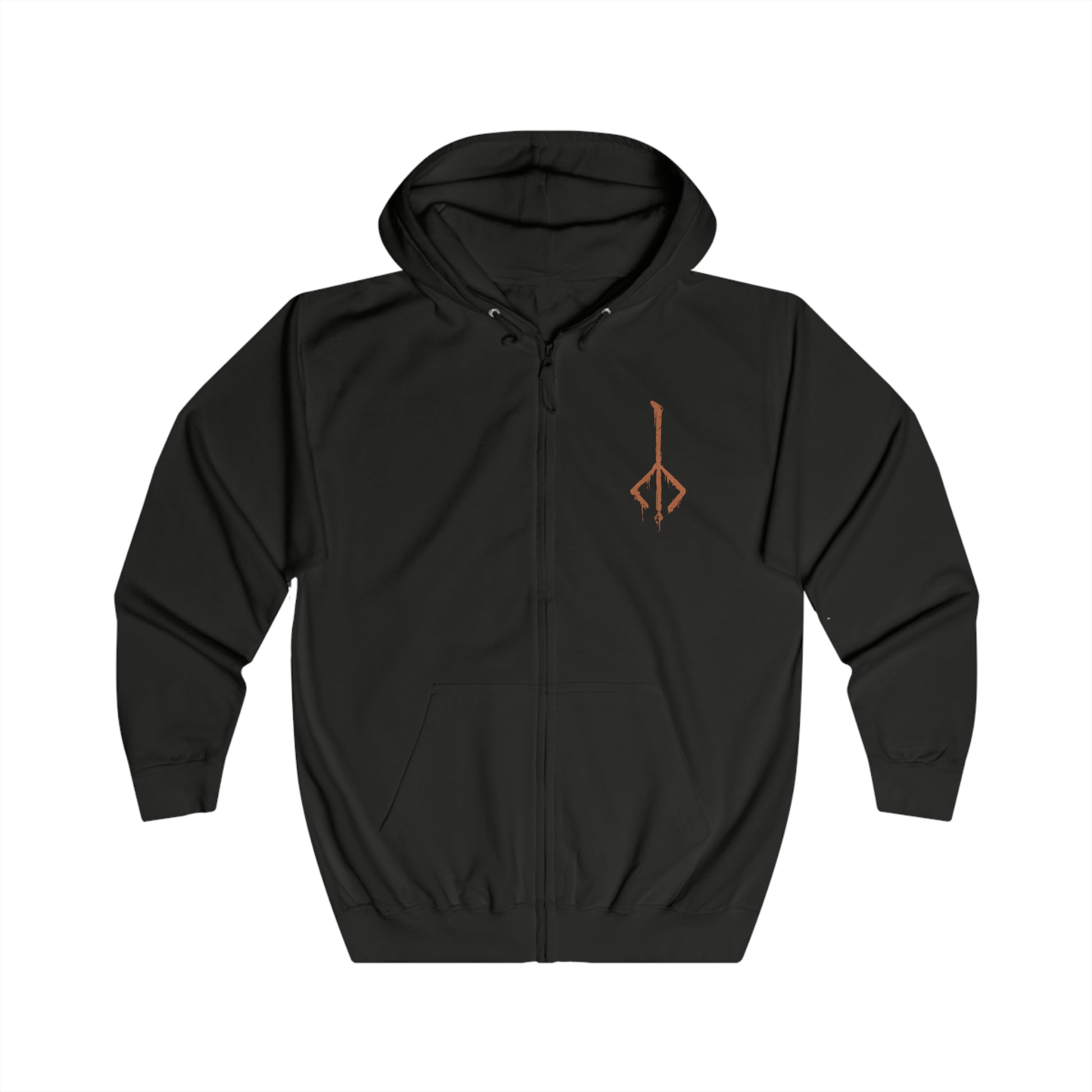 Image 4 of a Zip-up Hooded Sweatshirt featuring the Cleric Beast from Bloodborne, the towering, nightmarish creature that lurks on the Great Bridge of Yharnam. Once a revered cleric of the Healing Church, this monstrous beast has succumbed to the scourge, its gnarled antlers and matted fur symbolizing the grotesque fate of those consumed by the blood. With deafening roars and frenzied attacks, the Cleric Beast is a chilling embodiment of Yharnam’s curse.