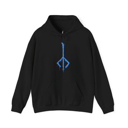 Image 3 of a Black Hooded Sweatshirt featuring Darkbeast Paarl from Bloodborne, designed with a grim and electrifying aesthetic. The artwork captures Paarl’s skeletal, beastly form crackling with blue lightning, set against a haunting, dark backdrop that emphasizes its wild, chaotic energy. Perfect for fans who revel in the nightmarish horrors of Yharnam and the frenzied battles against the terrors lurking within the shadows.