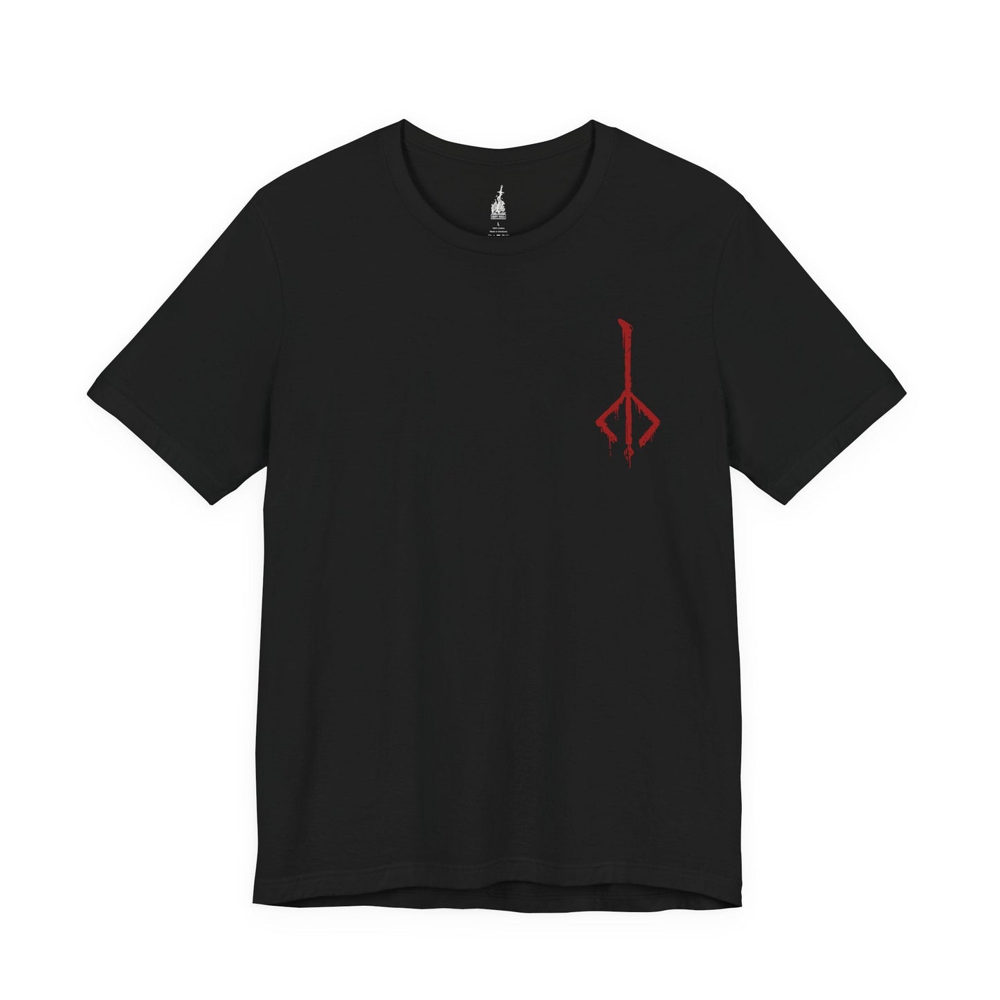 Image 3 of a Black T-shirt featuring the Hunter of Yharnam from Bloodborne, cloaked in worn leathers and wielding iconic trick weapons amid a city drenched in blood and madness. As a lone warrior facing beasts and cosmic horrors, the Hunter stands as a symbol of perseverance in a world ruled by eldritch decay. This design captures the gothic horror at the heart of the Hunt.