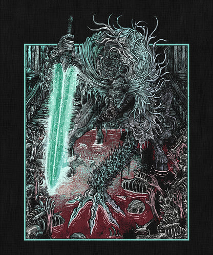 Artwork of Bloodborne Ludwig the Accursed Holy Blade Grim. Ludwig the Accursed, once Ludwig the Holy Blade, was the first hunter of the Healing Church in Bloodborne. Driven mad by the scourge of beasts, he transformed into a grotesque monster. Yet, in battle, he momentarily regains clarity through his Holy Moonlight Sword, revealing the tragic echo of a fallen hero.