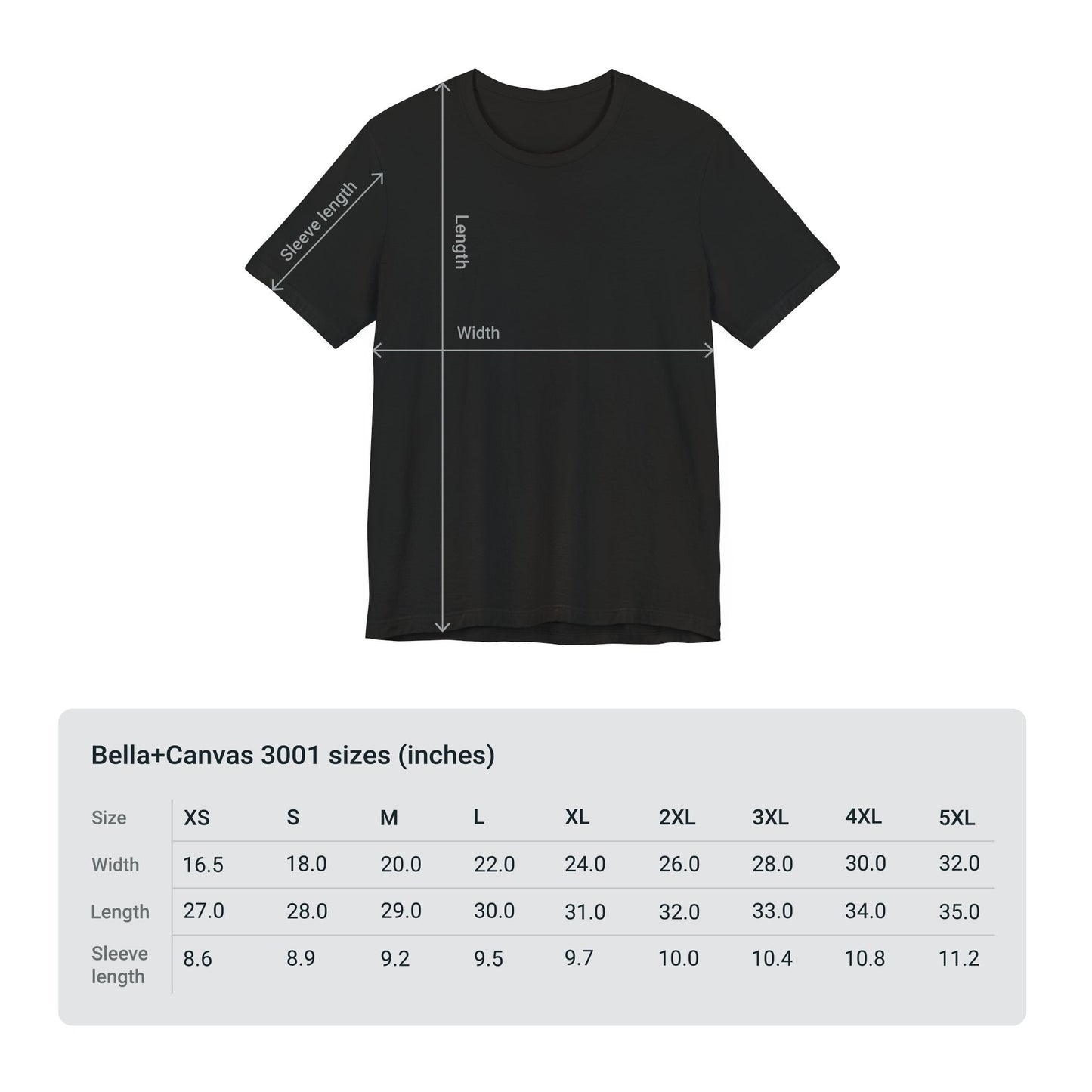 Size chart of a T-shirt featuring Ludwig the Accursed from Bloodborne in his monstrous form wielding the Holy Blade, captured in a dark, grim design, perfect for fans who honor the tragic transformation of this once-noble hunter.