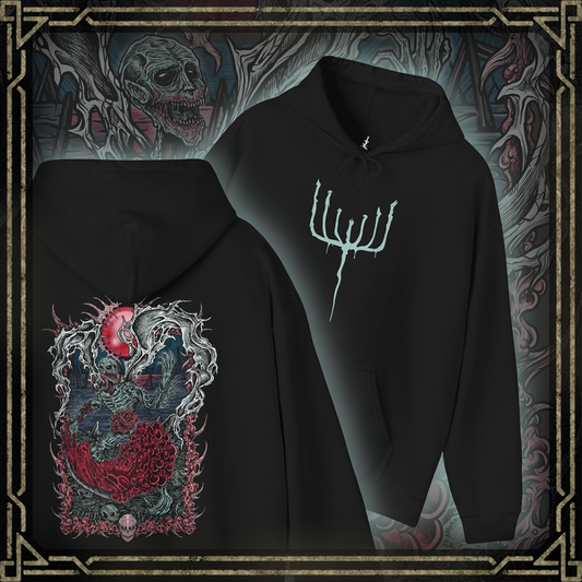 Thumbnail of a Hooded Sweatshirt featuring the Orphan of Kos from Bloodborne, the anguished spawn of the Great One Kos and final guardian of the Hunter’s Nightmare. Screaming with primal rage, this emaciated, grotesque figure wields its own umbilical weapon in a relentless, grief-fueled assault. Born from cosmic tragedy and human sin, the Orphan embodies the sorrow and fury of a forsaken child of the void. This design captures the emotional weight of one of Bloodborne’s most haunting encounters.