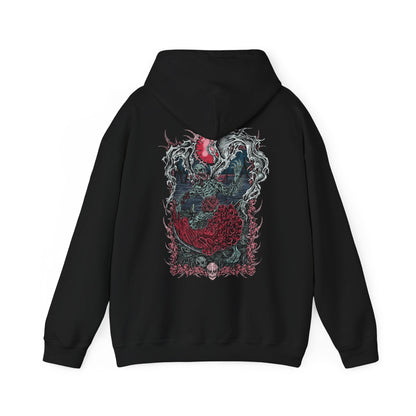 Image 5 of a Hooded Sweatshirt featuring the Orphan of Kos from Bloodborne, the anguished spawn of the Great One Kos and final guardian of the Hunter’s Nightmare. Screaming with primal rage, this emaciated, grotesque figure wields its own umbilical weapon in a relentless, grief-fueled assault. Born from cosmic tragedy and human sin, the Orphan embodies the sorrow and fury of a forsaken child of the void. This design captures the emotional weight of one of Bloodborne’s most haunting encounters.