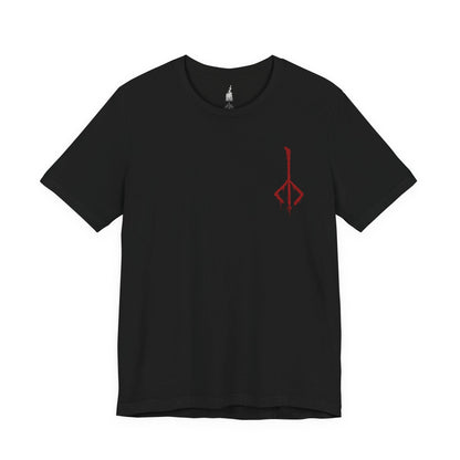 Image 3 of a Black T-shirt showcasing the First Old Hunters of Bloodborne, those who hunted the earliest beasts born of blood ministration. Hardened by endless night, they fought with unmatched ferocity, shaping the violent traditions carried on by later hunters. This artwork embodies their cursed legacy and their descent into madness beneath the moonlight.