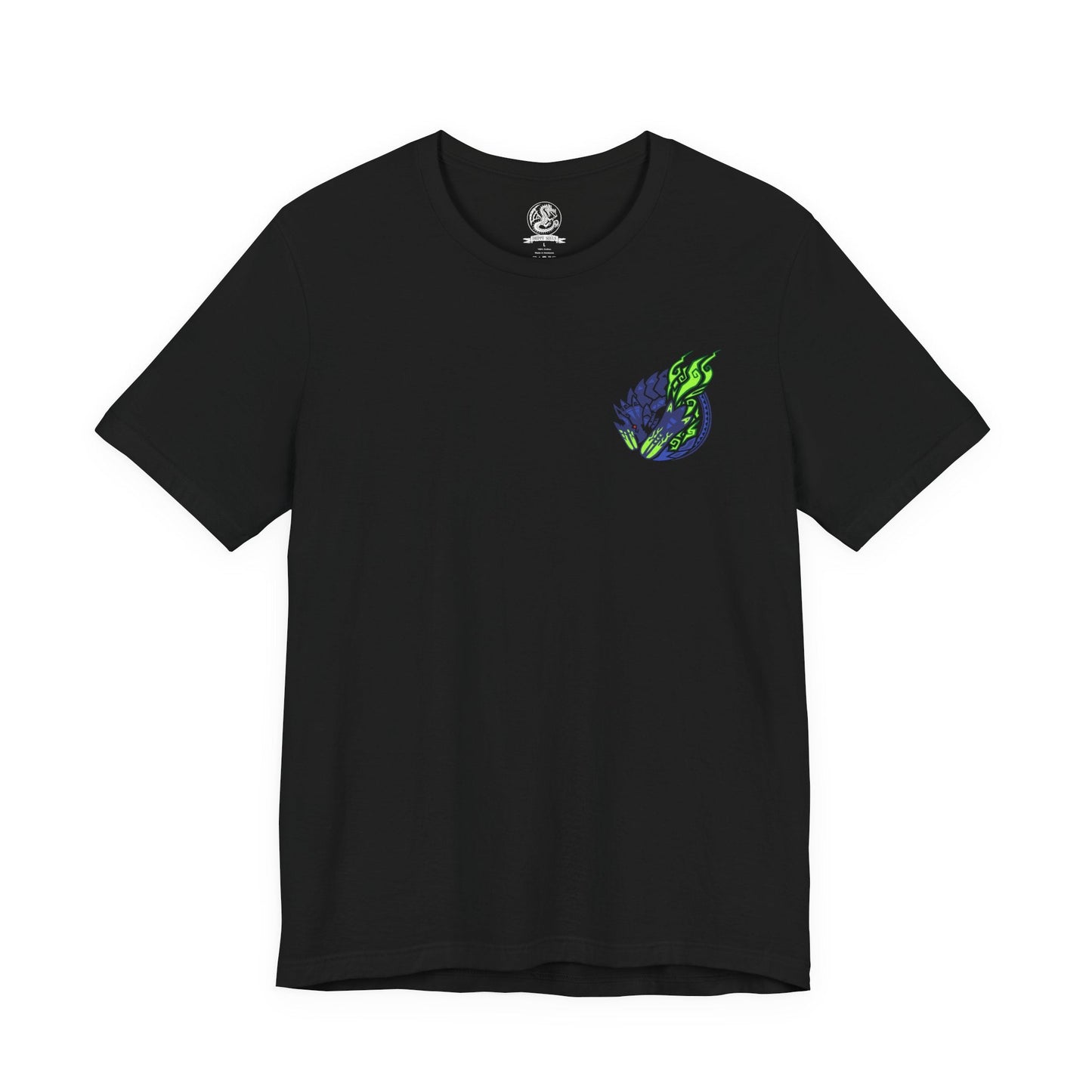 Image 4 of a T-Shirt artwork depicting Brachydios slamming its colossal fists into the ground, triggering violent explosions as volatile slime detonates beneath its feet. Molten rock and glowing embers fill the air while its armored blue scales shine through the chaos. This design reflects the monster’s devastating close-range combat style, combining overwhelming force with explosive elemental power.