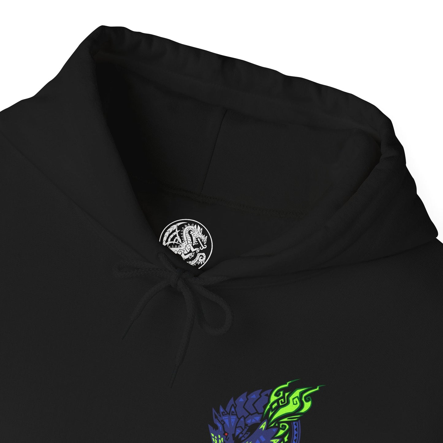 Folded Hooded Sweatshirt of Brachydios standing amid a crater filled with smoke and burning debris, luminous green slime dripping from its horn and forearms as it prepares another crushing attack. Volcanic ash darkens the sky while explosions illuminate the battlefield. The composition emphasizes destructive power, explosive energy, and the iconic presence of one of Monster Hunter’s most formidable brute wyverns.