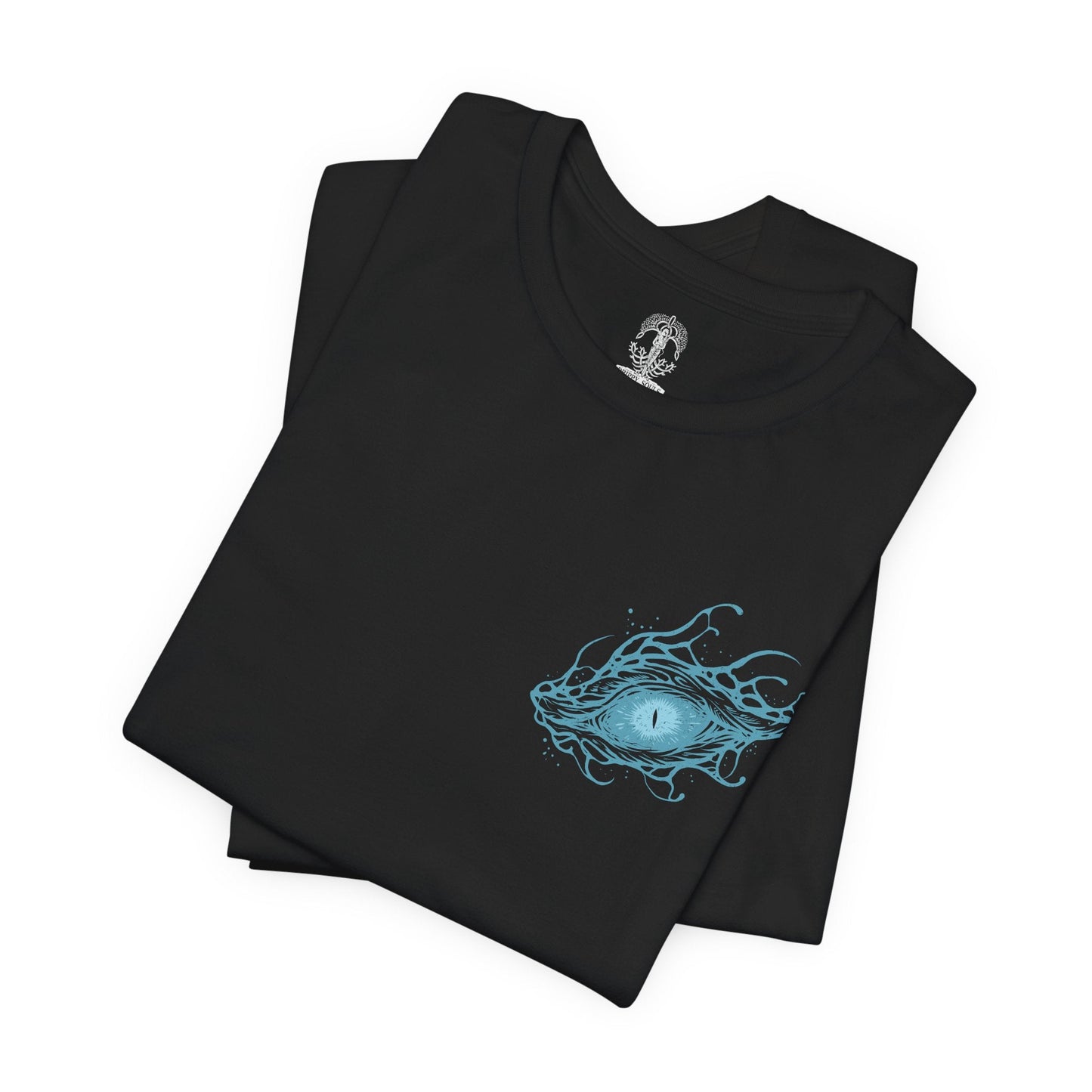 Image 6 of a T-Shirt artwork depicting Caligo, Miasma of Night descending upon a frozen battlefield, exhaling a devastating torrent of icy breath that blankets the land in frost and shadow. Dark clouds and spectral snow swirl around the ancient dragon as crystalline ice engulfs ruined structures below. This design reflects Caligo's overwhelming dominion over cold, darkness, and the relentless corruption spreading through the world of Elden Ring Nightreign.