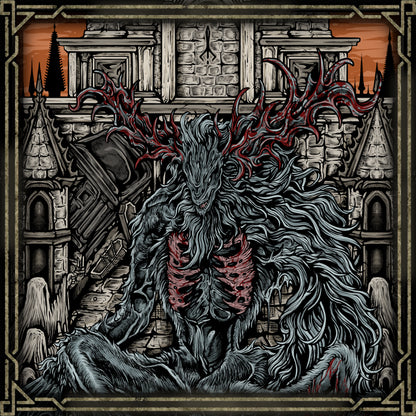 Artwork of Cleric Beast. The Cleric Beast is one of the first nightmarish foes in Bloodborne, showcasing the horrific results of unchecked blood ministration. Once a cleric of the Healing Church, the beast is a grotesque fusion of faith and flesh, symbolizing the Church’s descent into monstrosity and the cost of seeking divine transformation.